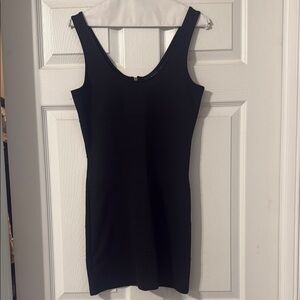 Trouve Black Ribbed Sleeveless Cocktail Dress